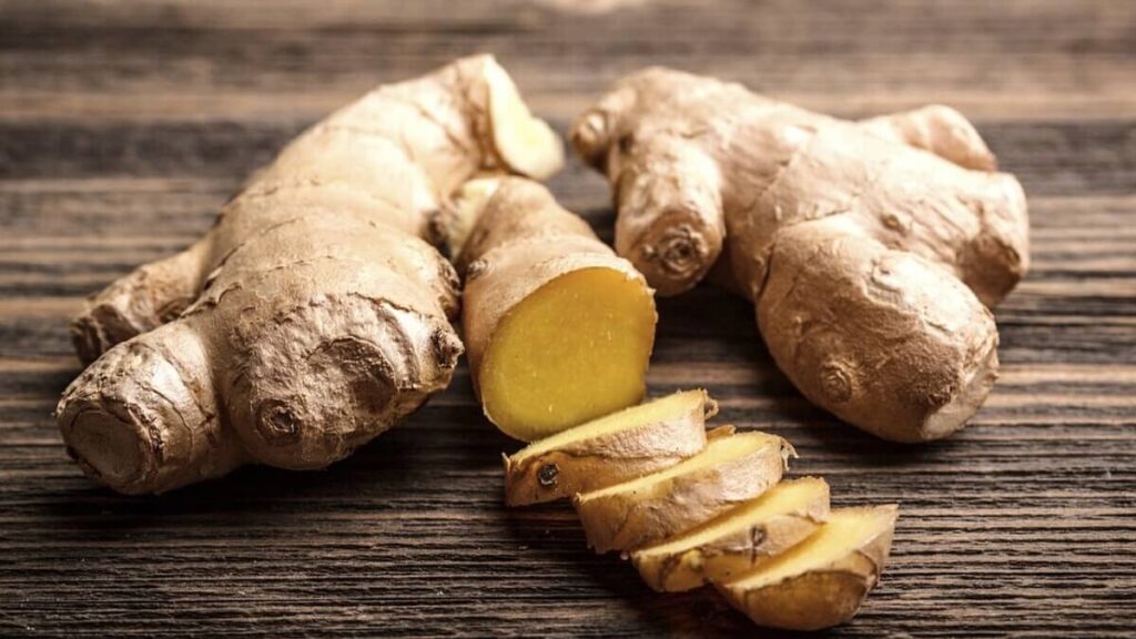 Gengibre cortado em rodelas